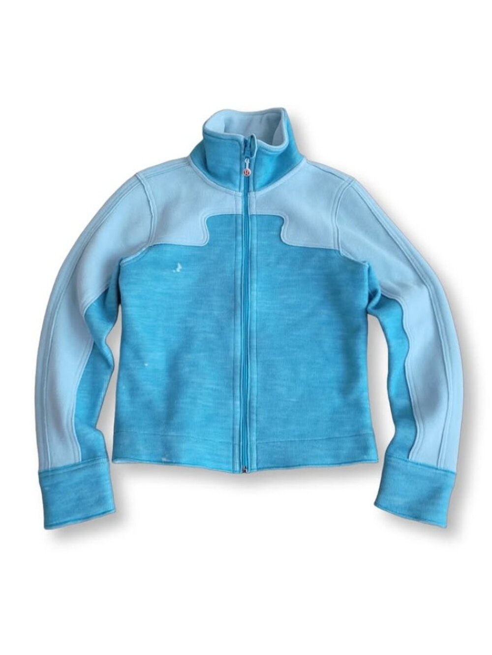 1990 Lululemon Vintage Colorblock Blue Fleece Zip Up Jacket Activewear (6)